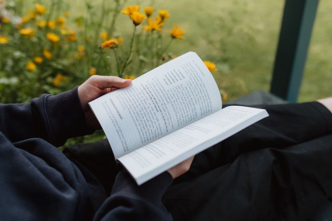 person reading mystery book